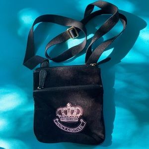 juicy couture black pink velvet cross body bag